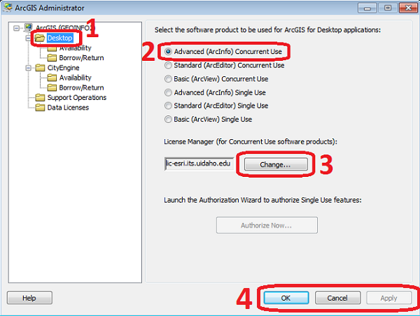 how to enter license manager arcgis